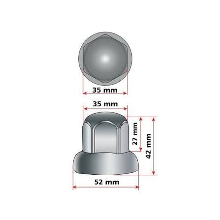 Dome, stainless steel nut covers, round head, 40 pcs set - 32 mm - Chrome